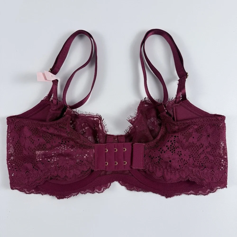Victoria's Secret Dream Angels Wicked Burgundy Lace Underwire Bra 34D NWT